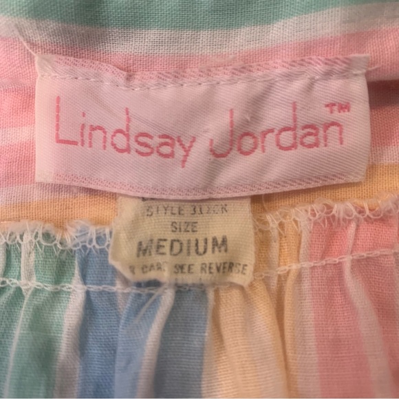 Lindsay Jordan Multicolor Pastel Striped Zipper front Nightgown - Picture 5 of 6